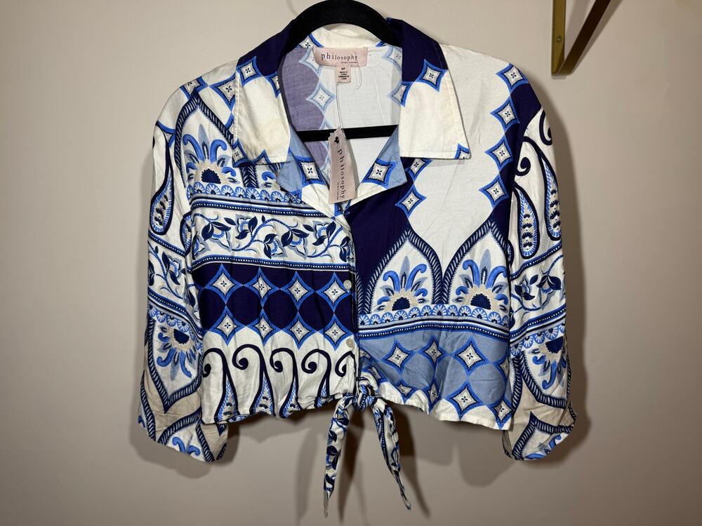 Philosophy Brand Button Down Crop Top Blouse